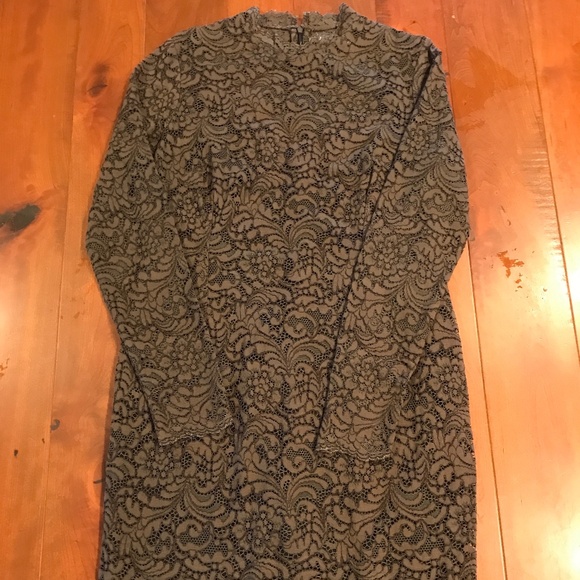 CATO WOMEN’S  SIZE 12 FLORAL LACE BATEAU NECK LONG SLEEVE PENCIL DRESS - Picture 1 of 4